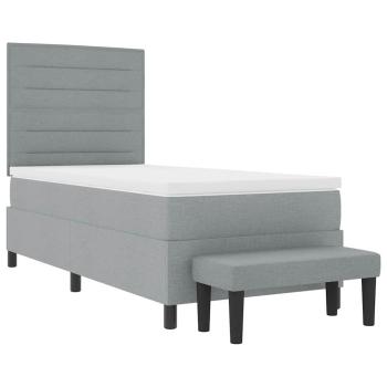 ARDEBO.de - Boxspringbett mit Matratze & Bank Hellgrau 100x200 cm Stoff