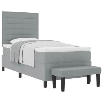 Boxspringbett mit Matratze & Bank Hellgrau 100x200 cm Stoff