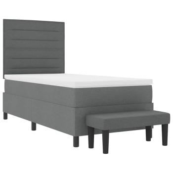 Boxspringbett mit Matratze & Bank Dunkelgrau 100x200 cm Stoff