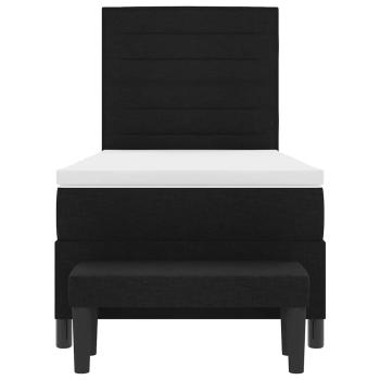 Boxspringbett mit Matratze & Bank Schwarz 100x200 cm Stoff