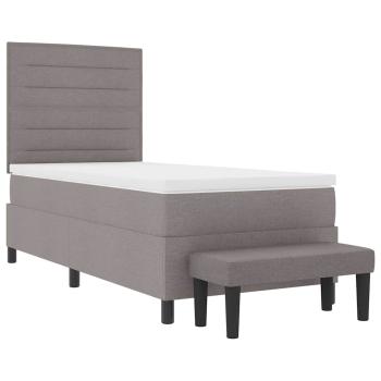 Boxspringbett mit Matratze & Bank Taupe 100x200 cm Stoff