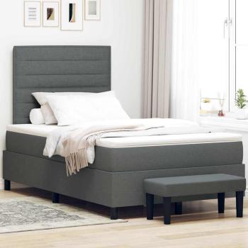 ARDEBO.de - Boxspringbett mit Kissen Dunkelgrau 120 x 200 cm Stoff