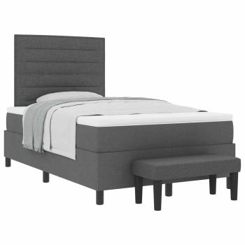 Boxspringbett mit Kissen Dunkelgrau 120 x 200 cm Stoff