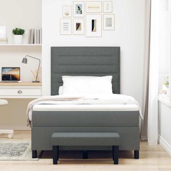 Boxspringbett mit Kissen Dunkelgrau 120 x 200 cm Stoff
