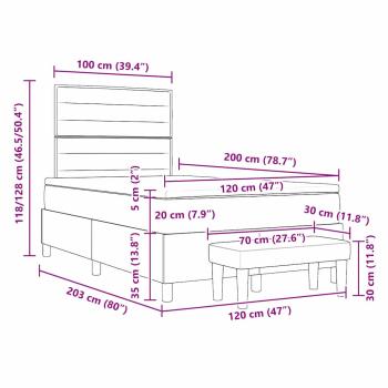 Boxspringbett mit Matratze & Bank Taupe 120x200 cm Stoff