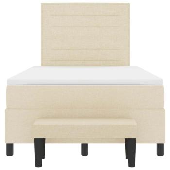 ARDEBO.de - Boxspringbett mit Matratze & Bank Creme 120x200 cm Stoff