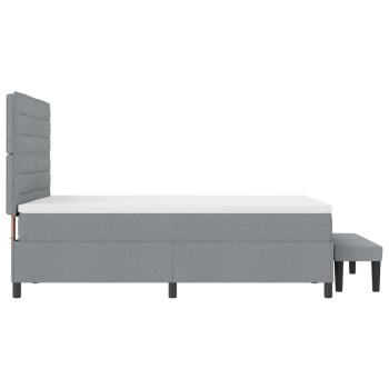 ARDEBO.de - Boxspringbett mit Matratze & Bank Hellgrau 140x190 cm Stoff