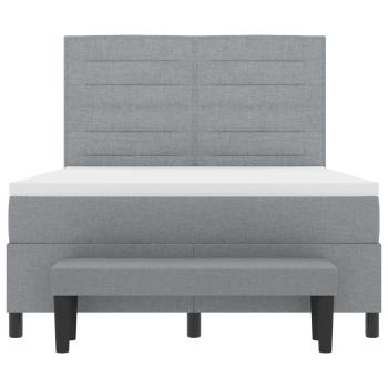 Boxspringbett mit Matratze & Bank Hellgrau 140x190 cm Stoff