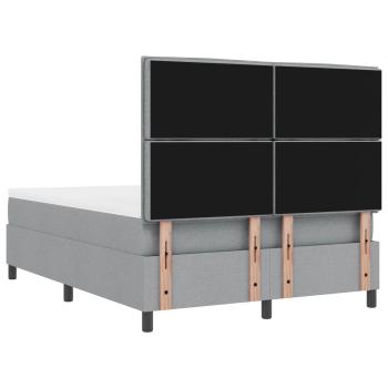 Boxspringbett mit Matratze & Bank Hellgrau 140x190 cm Stoff