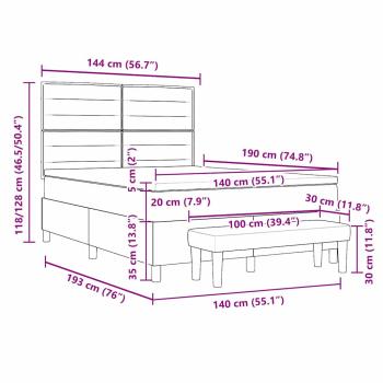 Boxspringbett mit Matratze & Bank Dunkelgrau 140x190 cm Stoff