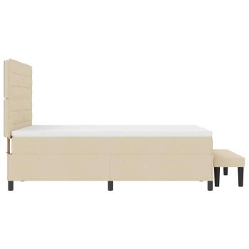 Boxspringbett mit Matratze & Bank Creme 140x190 cm Stoff