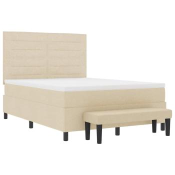 Boxspringbett mit Matratze & Bank Creme 140x190 cm Stoff