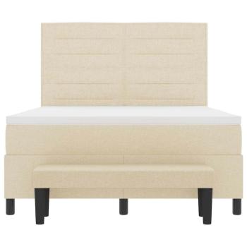 Boxspringbett mit Matratze & Bank Creme 140x190 cm Stoff