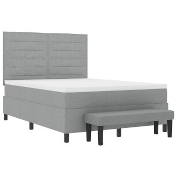 Boxspringbett mit Matratze & Bank Lichtgrau 140x200 cm Stoff