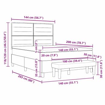 Boxspringbett mit Matratze & Bank Dunkelgrau 140x200 cm Stoff