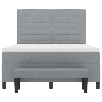 Boxspringbett mit Matratze & Bank Hellgrau 160x200 cm Stoff