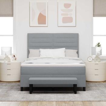 Boxspringbett mit Matratze & Bank Hellgrau 160x200 cm Stoff