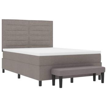Boxspringbett mit Matratze & Bank Taupe 160x200 cm Stoff