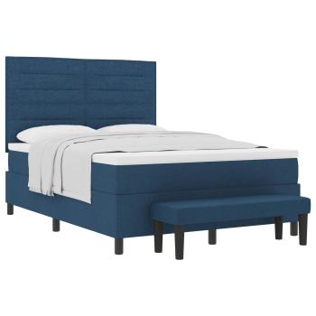 Boxspringbett mit Matratze & Bank Blau 160x200 cm Stoff