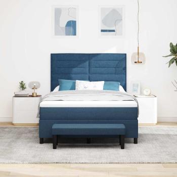 Boxspringbett mit Matratze & Bank Blau 160x200 cm Stoff
