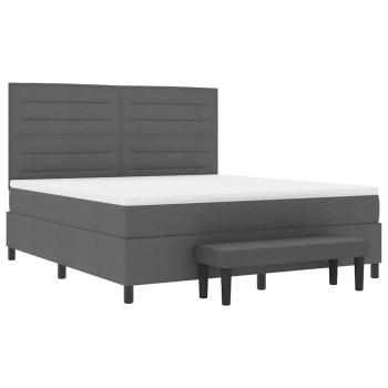 Boxspringbett mit Matratze und Bank Dunkelgrau 180x200 cm Stoff