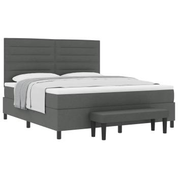 Boxspringbett mit Matratze und Bank Dunkelgrau 180x200 cm Stoff
