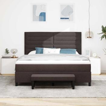 Boxspringbett mit Matratze & Bank Dunkelbraun 180x200 cm Stoff