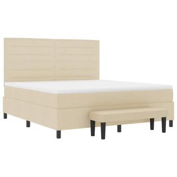 Boxspringbett mit Matratze & Bank Creme 180x200 cm Stoff