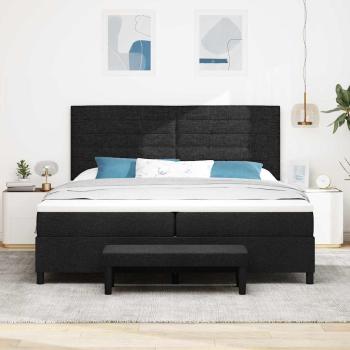 Boxspringbett mit Matratze & Bank Schwarz 200x200 cm Stoff