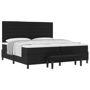 Boxspringbett mit Matratze & Bank Schwarz 200x200 cm Stoff