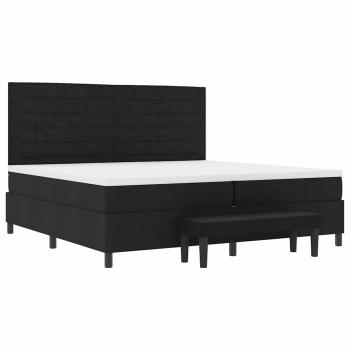 Boxspringbett mit Matratze & Bank Schwarz 200x200 cm Stoff
