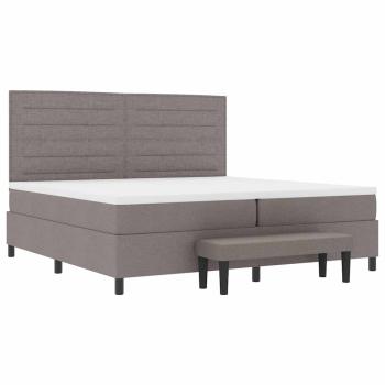 ARDEBO.de - Boxspringbett mit Matratze & Bank Taupe 200x200 cm Stoff