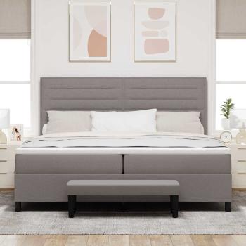 Boxspringbett mit Matratze & Bank Taupe 200x200 cm Stoff