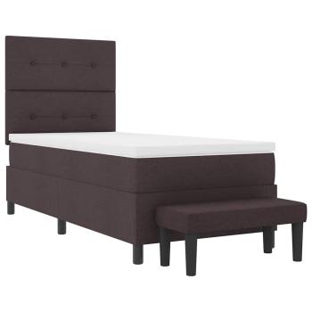 Boxspringbett mit Matratze & Bank Dunkelbraun 90x200 cm Stoff