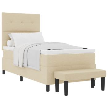 Boxspringbett mit Matratze & Bank Creme 90x200 cm Stoff
