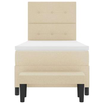 Boxspringbett mit Matratze & Bank Creme 90x200 cm Stoff