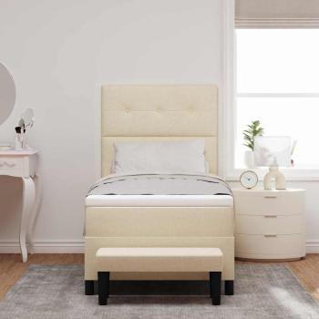Boxspringbett mit Matratze & Bank Creme 90x200 cm Stoff