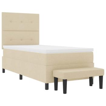Boxspringbett mit Matratze & Bank Creme 90x200 cm Stoff