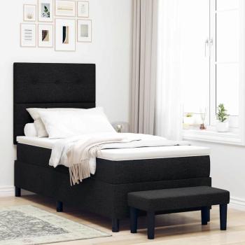 ARDEBO.de - Boxspringbett mit Matratze & Bank Schwarz 100x200 cm Stoff