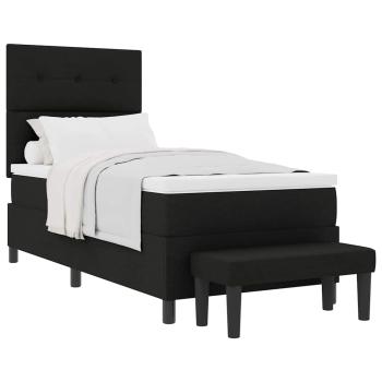 Boxspringbett mit Matratze & Bank Schwarz 100x200 cm Stoff