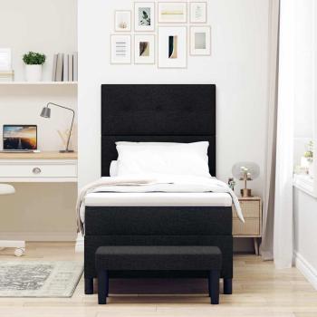 Boxspringbett mit Matratze & Bank Schwarz 100x200 cm Stoff