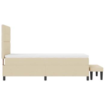 Boxspringbett mit Matratze & Bank Creme 100x200 cm Stoff