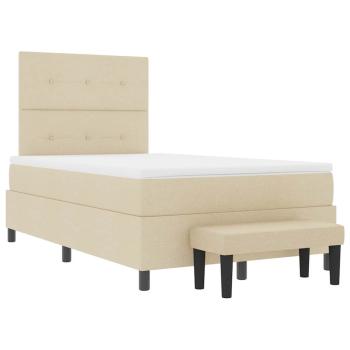 Boxspringbett mit Matratze & Bank Creme 120x200 cm Stoff