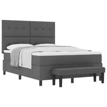 Boxspringbett mit Kissen Dunkelgrau 140 x 190 cm Stoff