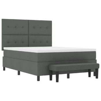 Boxspringbett mit Kissen Dunkelgrau 140 x 190 cm Stoff