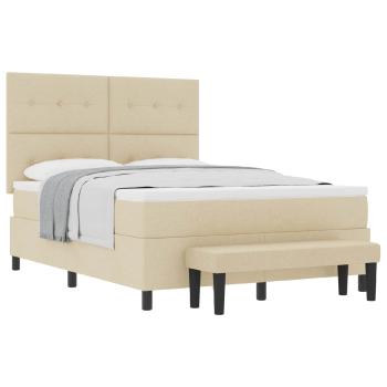 Boxspringbett mit Matratze & Bank Creme 140x190 cm Stoff