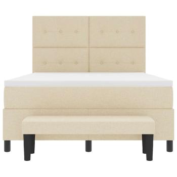 Boxspringbett mit Matratze & Bank Creme 140x190 cm Stoff