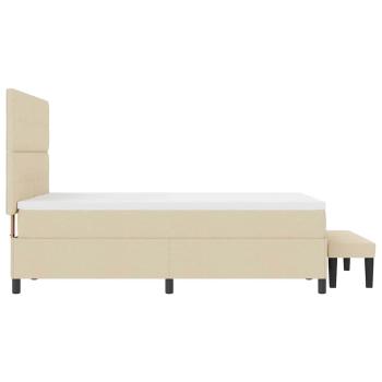 Boxspringbett mit Matratze & Bank Creme 140x190 cm Stoff