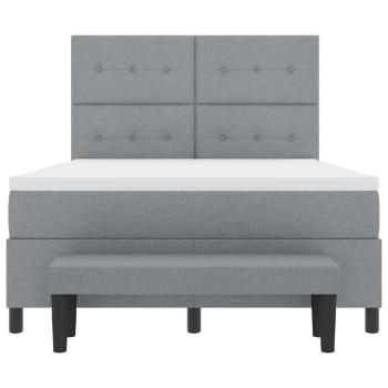 ARDEBO.de - Boxspringbett mit Matratze & Bank Hellgrau 140x200 cm Stoff