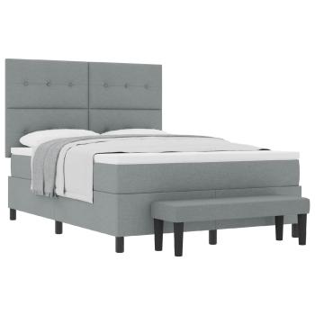 Boxspringbett mit Matratze & Bank Hellgrau 140x200 cm Stoff